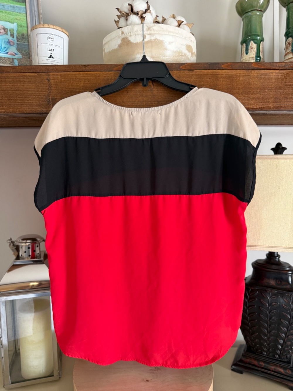 Sweet Rain Colorblock Sheer Blouse - Large - Picture 3 of 3